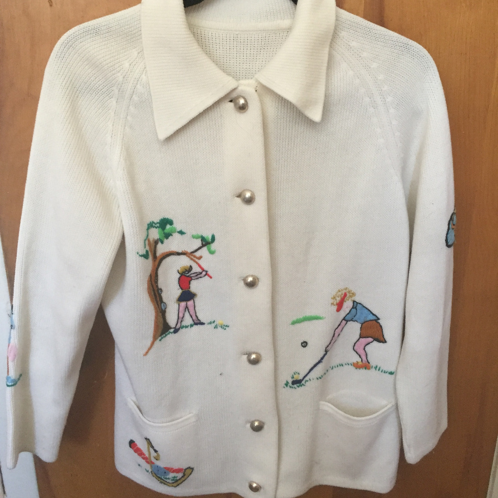True Vintage Embroidered Golfer sweater.